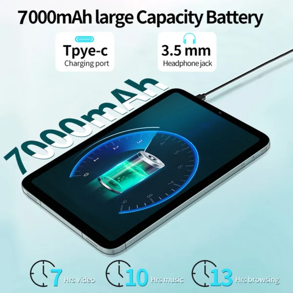 11 Inch New Android Tablets Octa Core 12GB+128GB Rom Android 14 Google Play 4G LTE 5G Phone Call Tablet WiFi Bluetooth 7000mAh