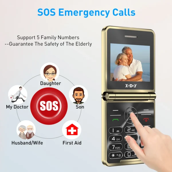 2025 XGODY S200,Mini Flip phone 2.4 inch Smartphone Dual SIM 2G Foldable Cellphones Original Mobile Phones Portable Large Button
