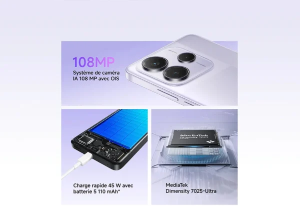 Sada78fd6641b4de68f2f20fb234df0a2o.webp Xiaomi Redmi Note 14 5G, NFC, smartphone, MediaTek Dimensity 7025-Ultra, screen AMOLED, inches, 120Hz, Al 108 MP camera system with OlS,Charger Not Included