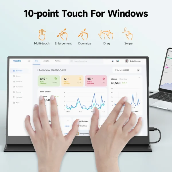 Sb4cb6cca69fe4da5b04fab27719f410db.webp UPERFECT 15.6 Inch Touch Portable Monitor Gaming 1920*1080P 300cd/m2 Extended Pc Display For TV Laptop Second Screen XBox PS4/ 5