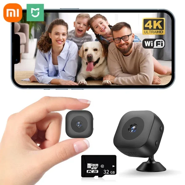 Sb5873d3489ac4dff85367600531bcd4eK.webp Xiaomi Mini 4K HD Camera WiFi Wireless Monitoring Security Protection Remote Monitor Camcorders Video Surveillance Smart Home