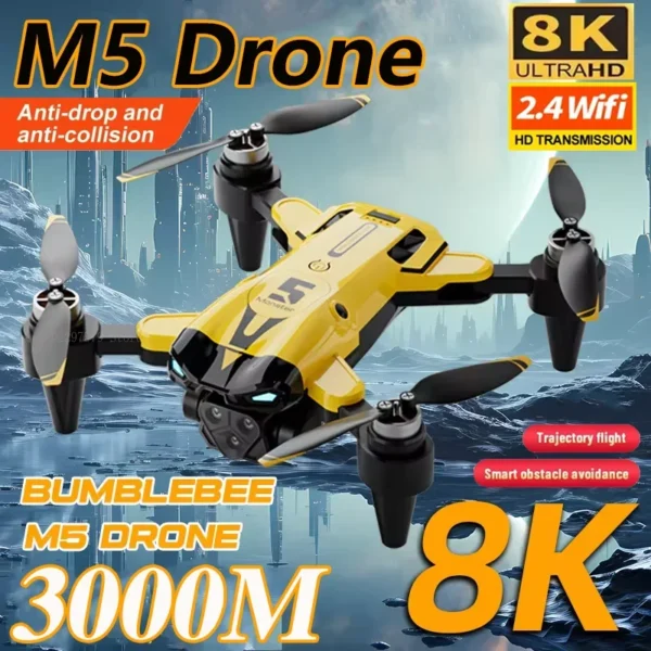 Sc310a7bc4849474385a01bdb38df5118V.webp M5 Drone Professional 8K With Wide Angle Three Camera Obstacle Avoidance GPS 5G Optical Flow Positioning Brushless Rc Quadcopter