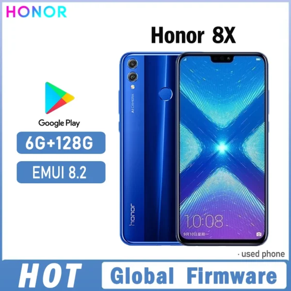Sc395929ad239420299c0c199f9e7e4b9y.webp HONOR 8X Smartphone Global firmware CPU Haisi Qilin 710 6.5-inch 3750mAh rear camera 20MP RAM 6GB ROM 128GBused phone
