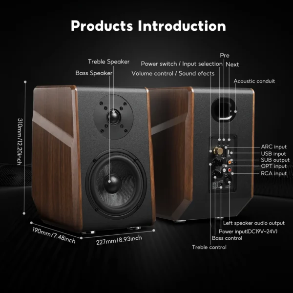 Sc3a881c86803426e9a689ce42766fd83x.webp AIYIMA S700 Active Bookshelf Speakers 120W Bluetooth Wireless HiFi Sound System Wooden Bookshelf Speaker Audio Output Subwoofer