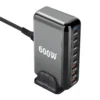 600W Gan Fast Charge 3.0 USB Type C Charger 8-Port 5C3A PD Mobile Tablet Fast Charger for Phone Convenient Carry