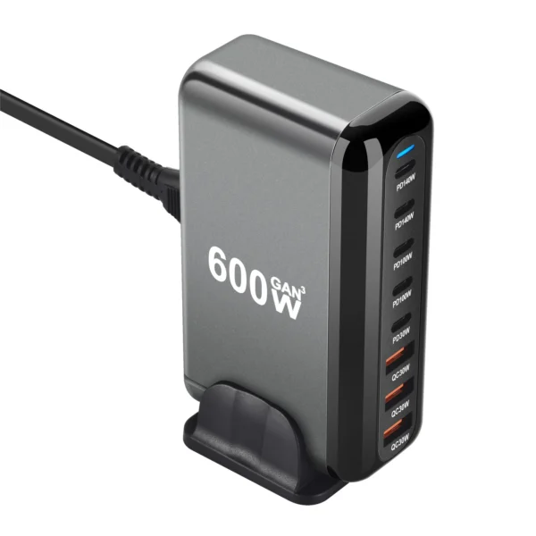 600W Gan Fast Charge 3.0 USB Type C Charger 8-Port 5C3A PD Mobile Tablet Fast Charger for Phone Convenient Carry