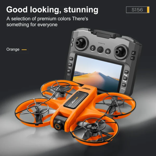 Sc7b74c288ad04e0c967ecd83498d69bfX.webp S156 Dual-Camera All-Around Drone with Large Screen Control, 4.5-inch Display, Smart Obstacle Avoidance, Full-Enclosure Design,