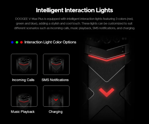DOOGEE V Max Plus 5G Rugged Phone 6.58" Dimensity 7050 16GB+512GB 200MP Camera 22000mAh Large Battery Lighting Effect Phone