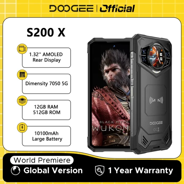 Scb60e22e5d0b4ba199ee83523ba6b861R.webp World Premiere DOOGEE S200 X 5G Rugged Phone 12+512GB Smartphone 6.72” FHD+120Hz IPS screen Dimensity 7050 10100mAh battery 33W