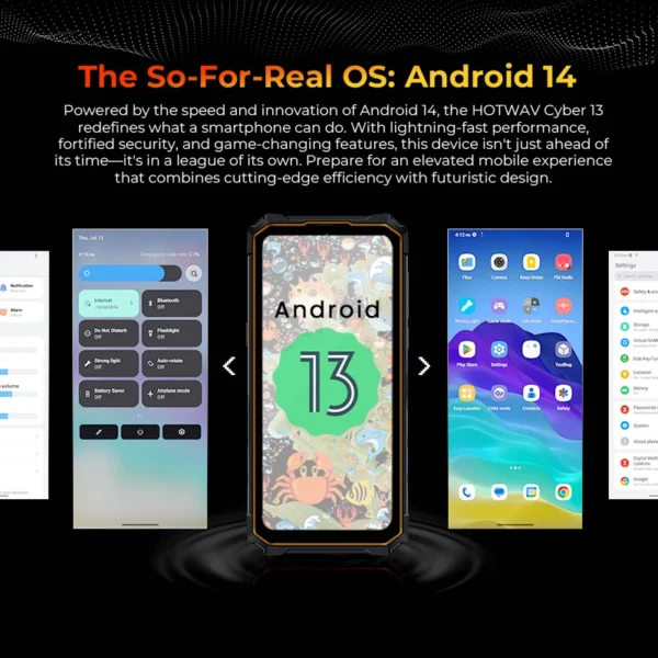 Sd37e99982ed24e46a99a9998694be7d7W.webp HOTWAV Cyber 13 Rugged Phone 10800mAh Massive Battery 8GB 128GB Smartphone 150LM Flashlight 6.6'' HD+ 64MP Android 14 Cellphone
