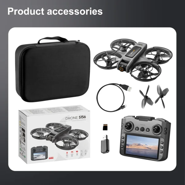 Sd39544dd418d403abb2c991abd79b4e5G.webp S156 Dual-Camera All-Around Drone with Large Screen Control, 4.5-inch Display, Smart Obstacle Avoidance, Full-Enclosure Design,