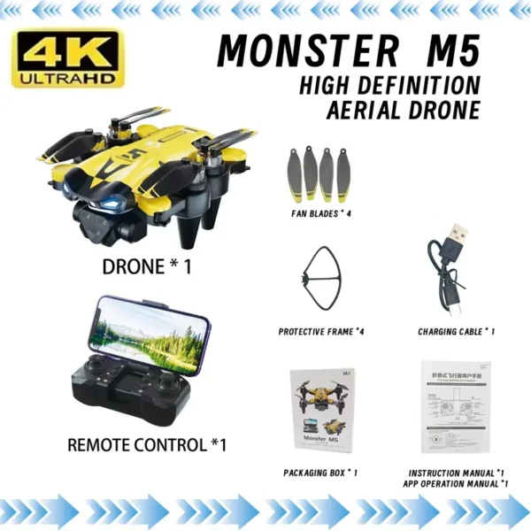 Sda1f04d48bd74ddd9cf67c171bbe6276L.webp M5 Drone Professional 8K With Wide Angle Three Camera Obstacle Avoidance GPS 5G Optical Flow Positioning Brushless Rc Quadcopter