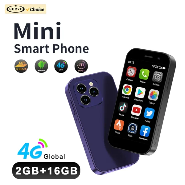 Sdad0eeeb47f742828f8bb1f1055d6e19T.webp 2025 New SERVO KING8000 Mini Smartphone Android 4G LTE Global GPS 3" Display 5MP Camera WIFI Small Mobile Phones 2000mAh Battery