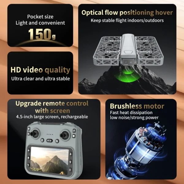 Sdb28cf197f5c43ca895a92da5cea747e2.webp S161Max Drone 8K Professional Dual Camera Brushless Motor Optical Flow Hovering Folding Quadcopter S161 Max 4K RC Dron Toys
