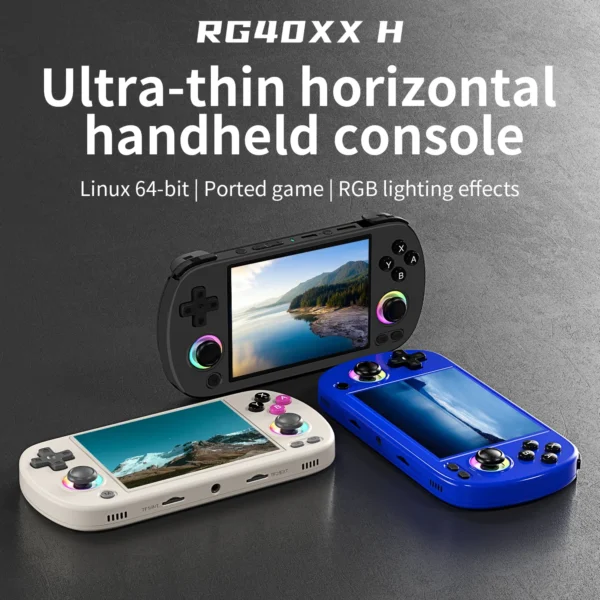 Sdc2fb6f9f5f54f6598ffe42f63f61613q.webp ANBERNIC RG40XX H Handheld Game Console 4'' Screen Linux System Joystick RGB Lighting Effect RG40XXH Video Player Trimui Console