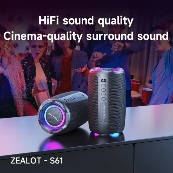 Sdc991b34d91f4b5b931450873a3c5aaaH.webp ZEALOT-S61 Bluetooth Speaker,with IPX6 Waterproof Protection and Outdoor Bass Sound for Backyard and Beach Party,10W Loudspeaker