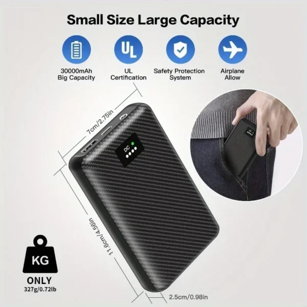 Powerbank 30000mAh Portable Heating Mobile Power Supply for Heating Vest Jacket Gloves Electric Heating Equipment DC Power Bank