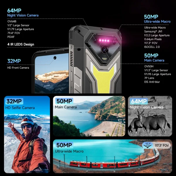 Se7ef27e72f9c45379503bc61f1122128G.webp 【World Premiere】Ulefone Armor 34 5G AI Rugged Phone 25500mAh Up to 32GB+512GB 120Hz 6.95" NFC Android 15 Smartphon