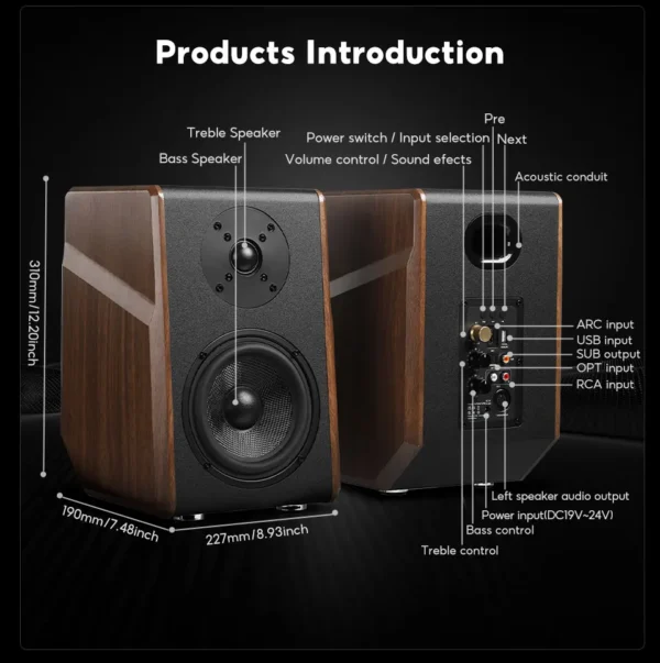 Se8dd273280ef495dbd82b649a8570a4fq.webp AIYIMA S700 Active Bookshelf Speakers 120W Bluetooth Wireless HiFi Sound System Wooden Bookshelf Speaker Audio Output Subwoofer