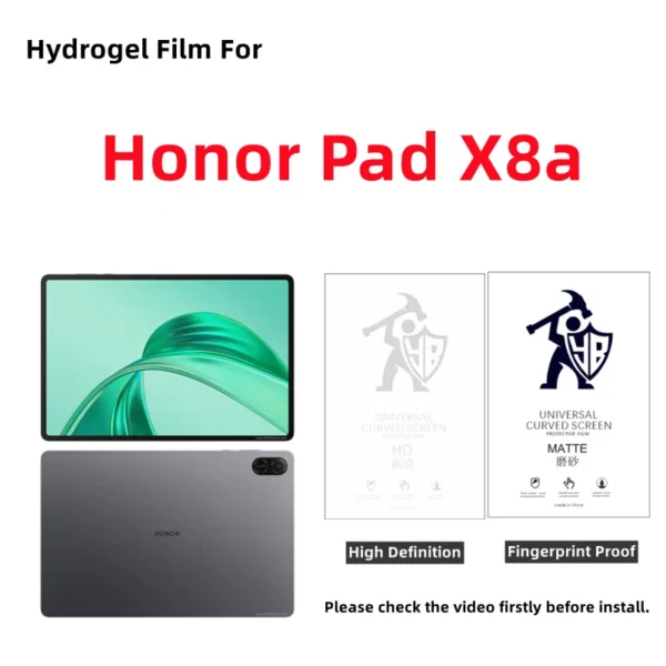 Sf217e9d06c814b4daf2b72a3d868debdW.webp 2pcs HD Tablets Hydrogel Film For Honor Pad X8a Matte Screen Protector For Honor Pad X8a Clear Protective Film Full Cover