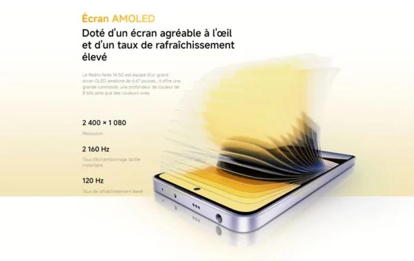 Sf34304d5e93749f3b207c27541d8cd26G.webp Xiaomi Redmi Note 14 5G, NFC, smartphone, MediaTek Dimensity 7025-Ultra, screen AMOLED, inches, 120Hz, Al 108 MP camera system with OlS,Charger Not Included