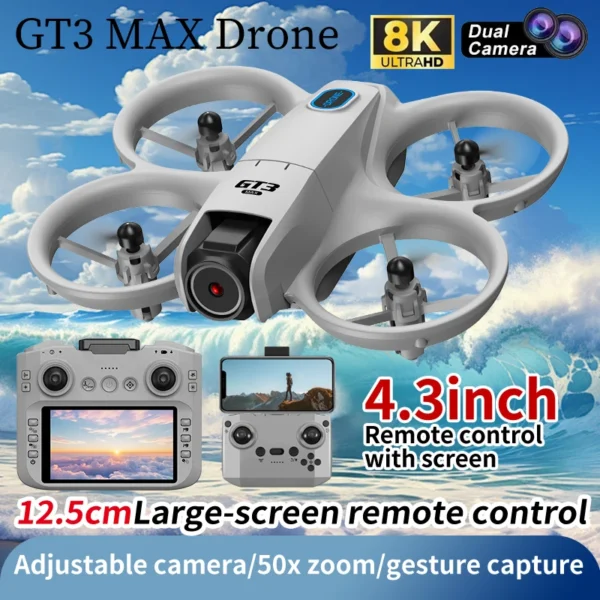 Sf53ed71b42ed4cbe922b87e5ccec3e0bg.webp 2026 GT3/GT3 MAX Drone 8K HD Remote Control Headless Mode Helicopter 360° Flip Quadcopter Toys Mini Drone Fors Kid Toy Gifts