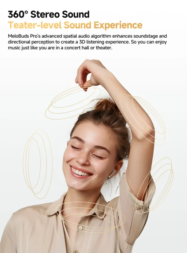 QCY MeloBuds Pro Adaptive Hybrid Active Noise Cancelling Wireless Earbuds 46dB Bluetooth 5.3 LDAC Hi-Res Audio 34H Earphones