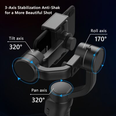ProStabilizer F8 - 3-Axis Handheld Gimbal Phone Holder for Smooth Anti-Shake Video Recording and Stabilization - Compatible with Xiaomi, iPhone, and All Cellphone Smartphones