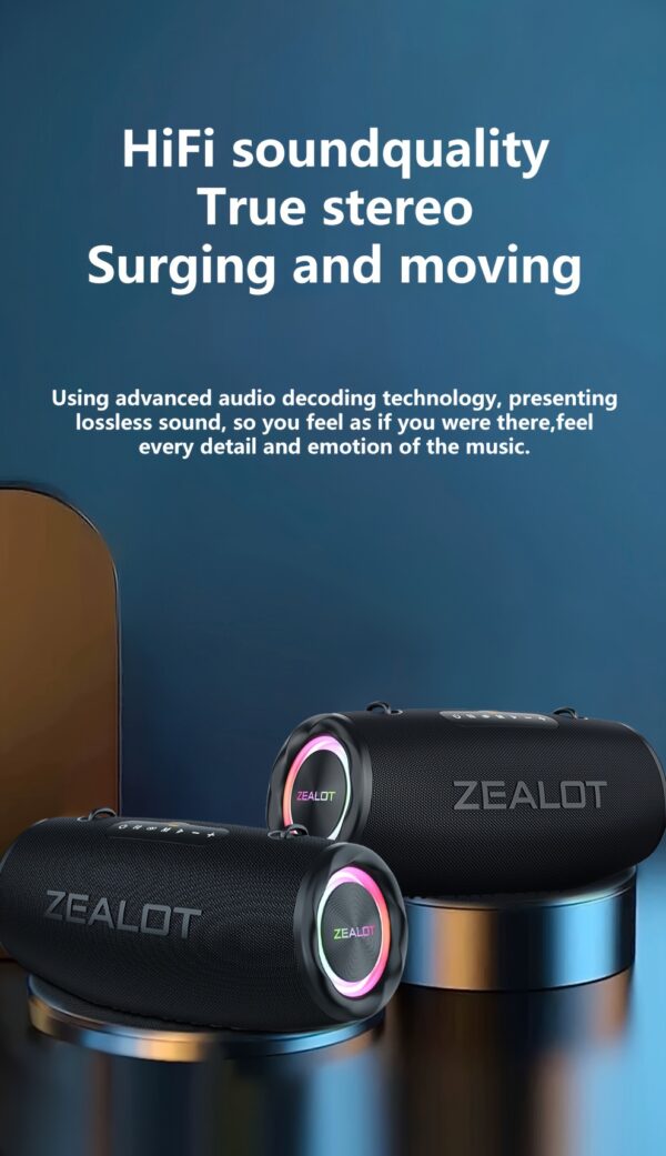 0c6657e3-c64d-445b-a1bd-445bce17b972.jpg ZEALOT 80W Large Speaker, IPX5, Outdoor Portable Subwoofer Wireless Speakers, Dual Pairing, 16000mAh Battery, 24Hours Playtime Loud Stereo, Booming Bass. Charging Cable, for PC, Smartphones, Car, Outdoor, Camping, Beach.-ZEALOT S87(2pcs A Set)