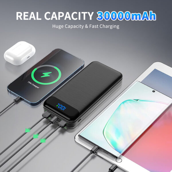 1720169537874-b22fea4a83e042afb480618aa6e8992e-goods.jpeg Portable Charger Power Bank 30000mAh Dual USB Power Bank Output Interface, 22.5w Fast Charger Portable Charger, Exquisite and Compact, Compatible with Smartphones and All USB Devices (Black)