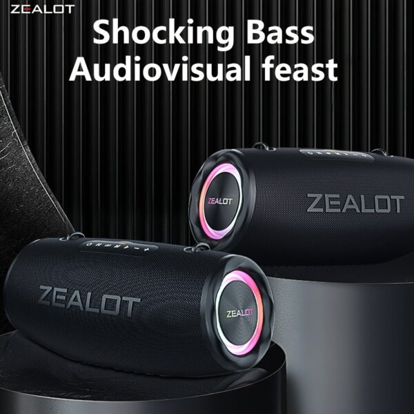 224f93ca-751a-45ca-af7d-c280aaf25ce8.jpg ZEALOT 80W Large Speaker, IPX5, Outdoor Portable Subwoofer Wireless Speakers, Dual Pairing, 16000mAh Battery, 24Hours Playtime Loud Stereo, Booming Bass. Charging Cable, for PC, Smartphones, Car, Outdoor, Camping, Beach.-ZEALOT S87(2pcs A Set)