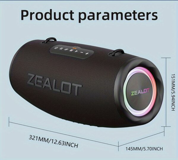 252c9f22-9ea9-4ce2-acfc-d89987715626.jpg ZEALOT 80W Large Speaker, IPX5, Outdoor Portable Subwoofer Wireless Speakers, Dual Pairing, 16000mAh Battery, 24Hours Playtime Loud Stereo, Booming Bass. Charging Cable, for PC, Smartphones, Car, Outdoor, Camping, Beach.-ZEALOT S87(2pcs A Set)