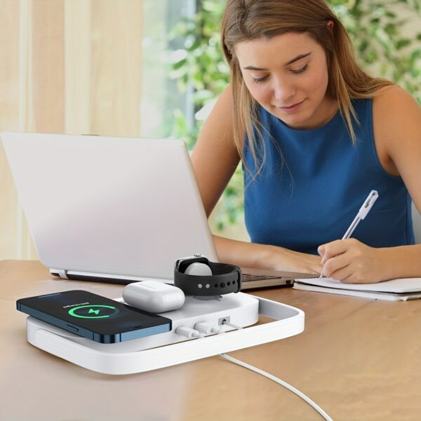 Wireless Charging Station Master - Fast Charging, Multifunctional, LED Desk Lamp, Night Light, USB Port, Clock Stand, Compatible with iPhone, Samsung, and All Smartphones - Space-Saving, Easy to Use, and Stylish