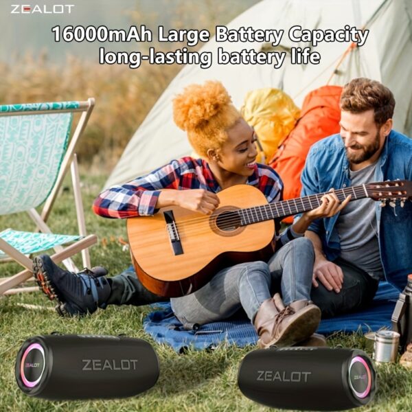 306b2d7e-4657-4f44-be37-8bd3cbb93716.jpg ZEALOT 80W Large Speaker, IPX5, Outdoor Portable Subwoofer Wireless Speakers, Dual Pairing, 16000mAh Battery, 24Hours Playtime Loud Stereo, Booming Bass. Charging Cable, for PC, Smartphones, Car, Outdoor, Camping, Beach.-ZEALOT S87(2pcs A Set)