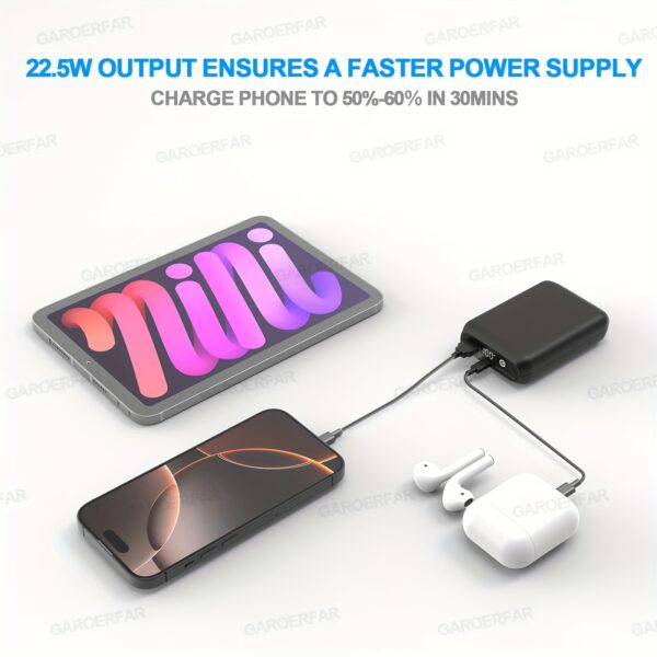 31d9d9c4-dca6-4487-9b9a-4d412c1bf313-1.jpg High-Capacity 16000mAh Power Bank - 5V/7.4V Battery Pack For Heated Vest With LED Display, DC/USB/Type-C Output - Fast Charging 22.5W Portable Charger Compatible With Smartphones, Tablets And More