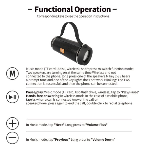 Portable Wireless Speaker with 4-in-1 Playback Modes (T-Flash/USB Drive/Wireless/FM), Stereo Sound, Higher Volume & Longer Battery Life, Compact & Elegant Design, Usb-c Charging, Ideal For Tablets, Smartphones, Desktop Companion, Gift Must-have