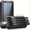Sunveza Portable Solar Power Bank - 40000mAh Large Capacity, 3 Output, 1 Input Cable, Flashlight, 5V3.1A Fast Charger For Smartphones And Devices-LS42hei