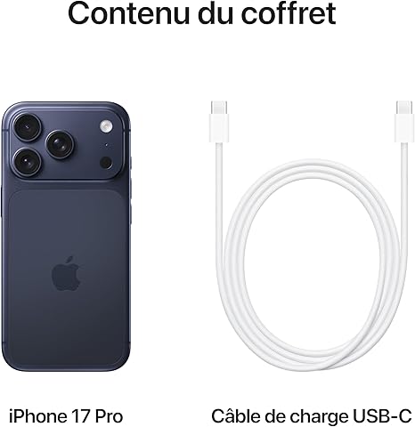 61QhhgIbrJL._AC_SX466_ Apple iPhone 17 Pro 256 Go : Écran 6,3 pouces avec ProMotion jusqu’à 120 Hz, Puce A19 Pro, Autonomie prodigieuse, Système caméra Pro Fusion avec caméra avant Center Stage ; Bleu intense