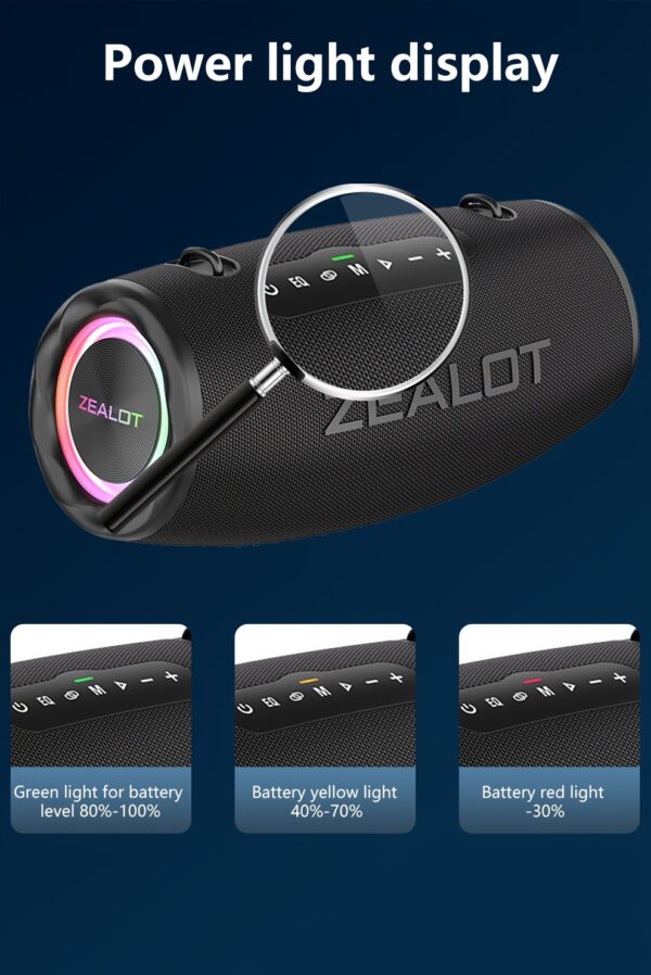 70eb27b5-91da-47de-ab2f-b6ac564417c2.jpg ZEALOT 80W Large Speaker, IPX5, Outdoor Portable Subwoofer Wireless Speakers, Dual Pairing, 16000mAh Battery, 24Hours Playtime Loud Stereo, Booming Bass. Charging Cable, for PC, Smartphones, Car, Outdoor, Camping, Beach.-ZEALOT S87(2pcs A Set)