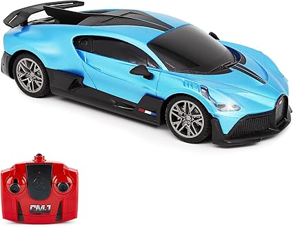 CMJ RC Cars Bugatti Divo Blue Voiture télécommandée 1:24 sous Licence Officielle Échelle 1:24 Feux de Travail 2,4 GHz