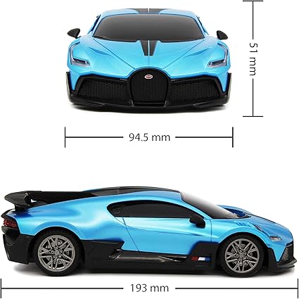 CMJ RC Cars Bugatti Divo Blue Voiture télécommandée 1:24 sous Licence Officielle Échelle 1:24 Feux de Travail 2,4 GHz