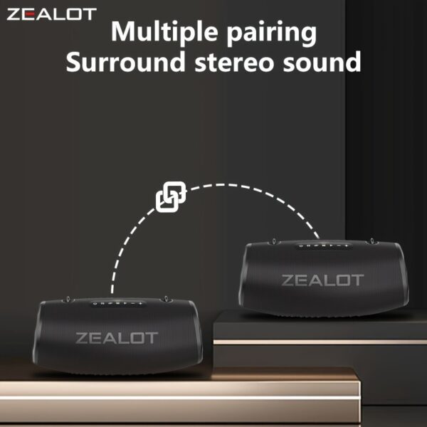 7a377a29-7757-4ebb-a4a5-881db8d4176f.jpg ZEALOT 80W Large Speaker, IPX5, Outdoor Portable Subwoofer Wireless Speakers, Dual Pairing, 16000mAh Battery, 24Hours Playtime Loud Stereo, Booming Bass. Charging Cable, for PC, Smartphones, Car, Outdoor, Camping, Beach.-ZEALOT S87(2pcs A Set)