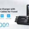 Sunveza Portable Solar Power Bank - 40000mAh Large Capacity, 3 Output, 1 Input Cable, Flashlight, 5V3.1A Fast Charger For Smartphones And Devices-LS42hei
