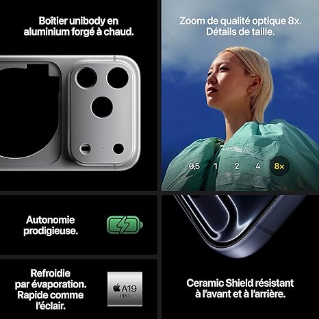 81gVZStNB7L._AC_SX466_ Apple iPhone 17 Pro 256 Go : Écran 6,3 pouces avec ProMotion jusqu’à 120 Hz, Puce A19 Pro, Autonomie prodigieuse, Système caméra Pro Fusion avec caméra avant Center Stage ; Bleu intense