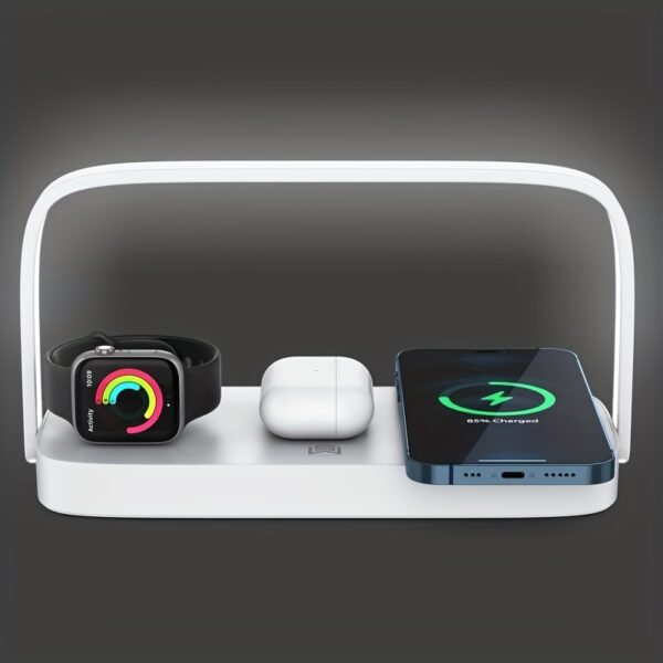 Wireless Charging Station Master - Fast Charging, Multifunctional, LED Desk Lamp, Night Light, USB Port, Clock Stand, Compatible with iPhone, Samsung, and All Smartphones - Space-Saving, Easy to Use, and Stylish