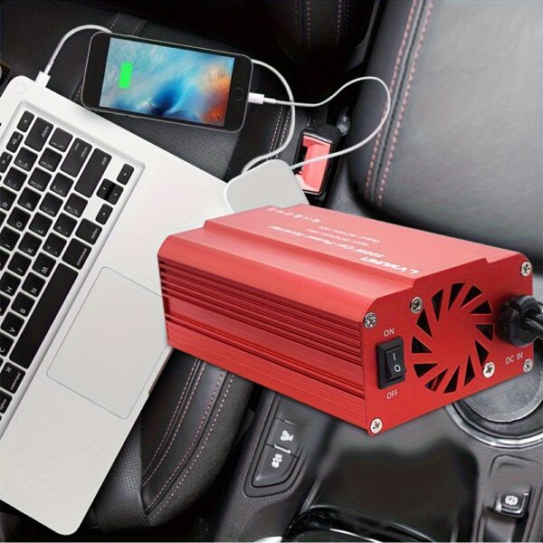 938148d0-e968-4fcc-98cb-26fbe7b1ba69.jpg 500W Heavy-Duty Power Inverter - DC 12V to 110V AC Converter with 3.1A Dual USB Car Adapter for Charging Laptops, Tablets, and Smartphones on The Go - Portable and Compact Design