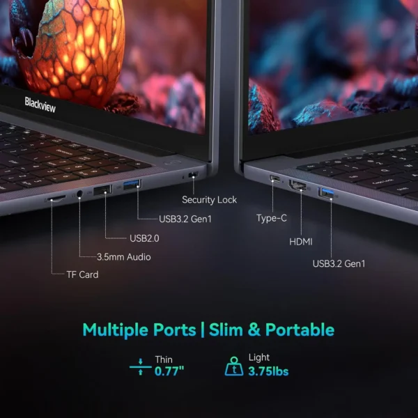 Blackview Acebook 6 Laptop, Laptops Computer for Business Student, Quad-Core N150,16GB DDR4 256GB SSD,15.6” FHD IPS TÜV Screen