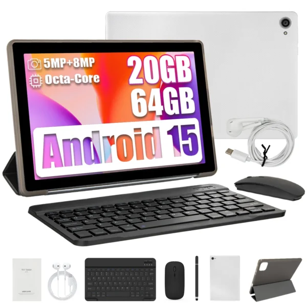 A1df496d5cd40449cb527dcb4cc8ae29fz.webp Android15 Tablet 10 Inch 20GB RAM 64GB ROM Expandable 1TB WIFI6 WidevineL1 GMS 5000mAh Stylus Keyboard Mouse Headphones Case Set