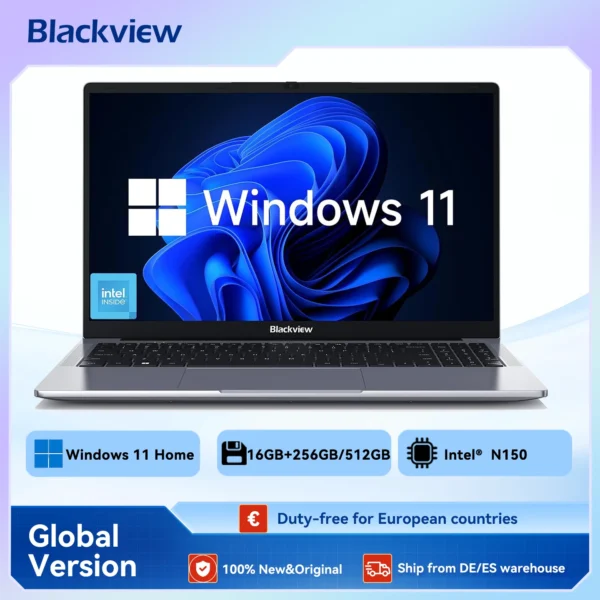 Blackview Acebook 6 Laptop, Laptops Computer for Business Student, Quad-Core N150,16GB DDR4 256GB SSD,15.6” FHD IPS TÜV Screen