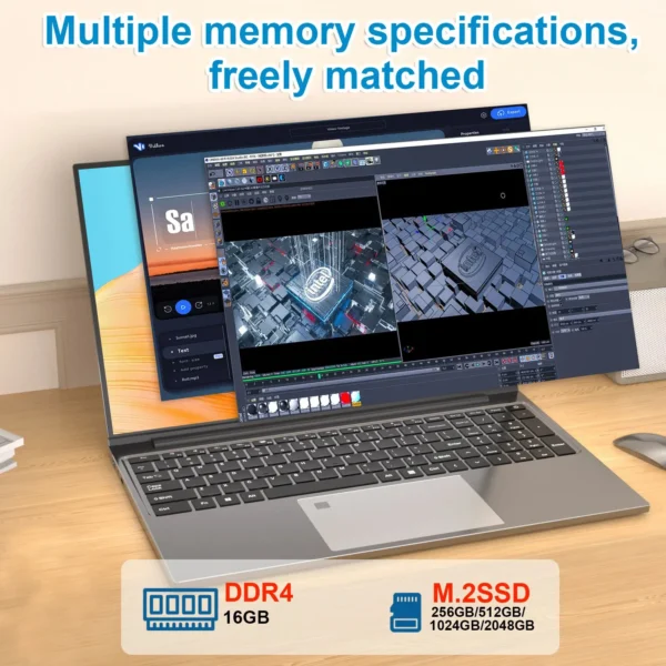 Windows 11 Laptops Computer Gaming Intel Core 5005U Computer 16GB RAM 1/2TB SSD Fingerprint Unlock 15.6" 1920*1080 Notebook PC